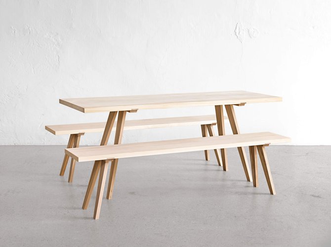 Solid Wood Table & Bench Set